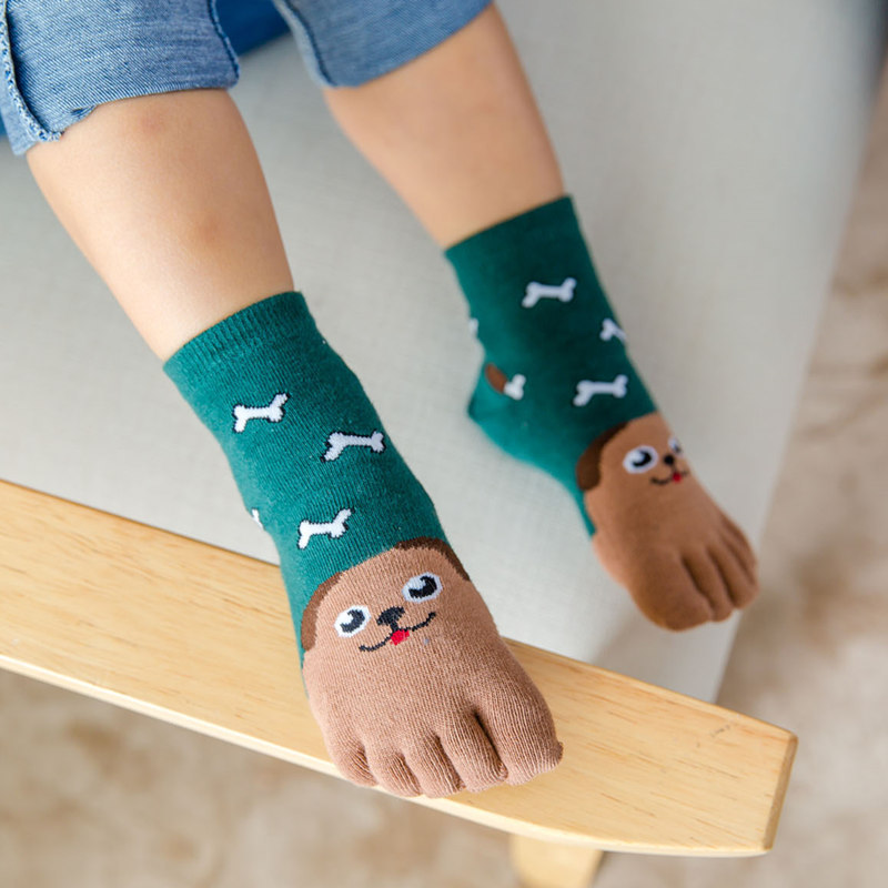 Toe Socks Four Seasons Children Cotton Socks Baby Cartoon Embroidery Animal Cotton Toe Socks 3-7-12 Years Old